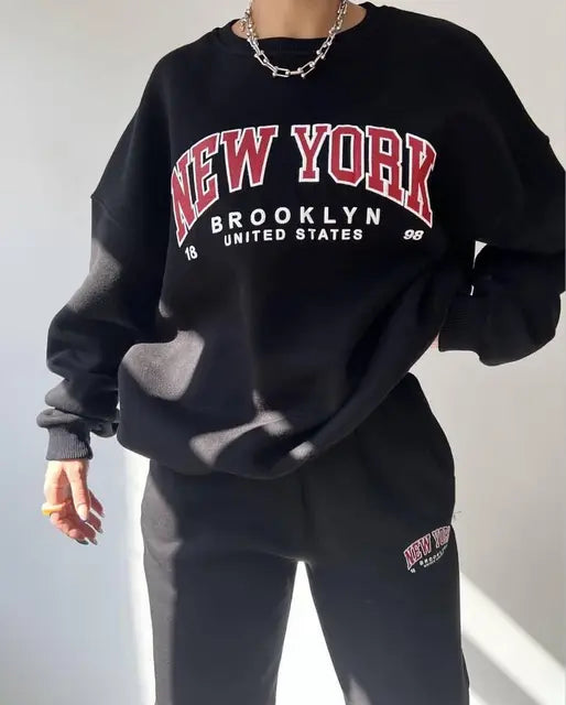 Men's Oversized Sweater and Jogger Set with New York Print