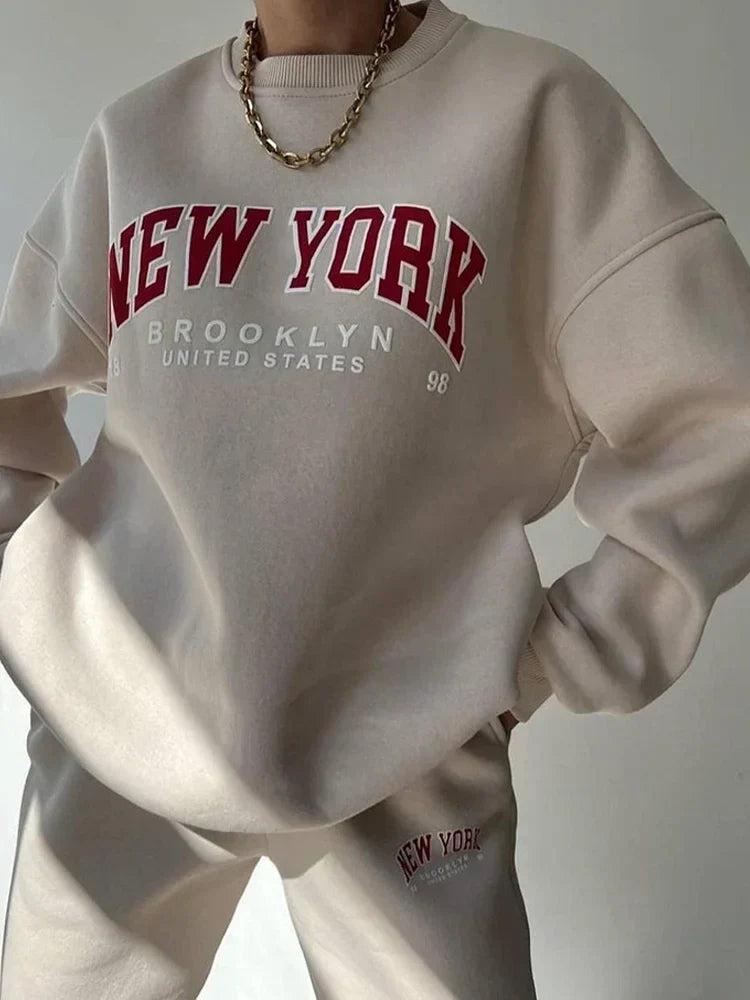 Men's Oversized Sweater and Jogger Set with New York Print