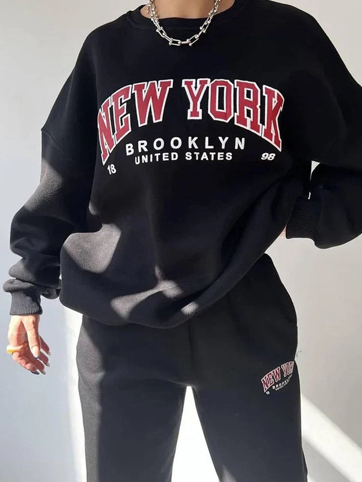 Men's Oversized Sweater and Jogger Set with New York Print