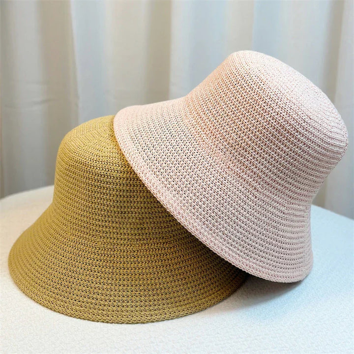 Women's Retro Straw Fisherman Hat in Korean Style-The Yellow Prime