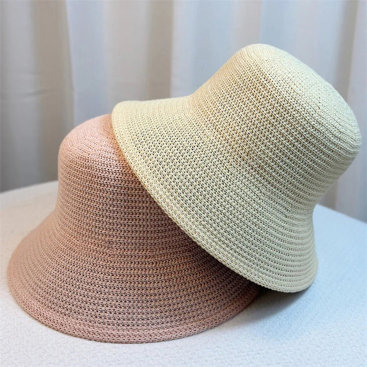 Women's Lightweight Retro Straw Bucket Hat for Summer-The Yellow Prime