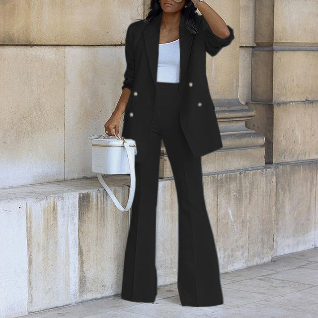 Women's Stylish Two-Piece Blazer Set-The Yellow Prime