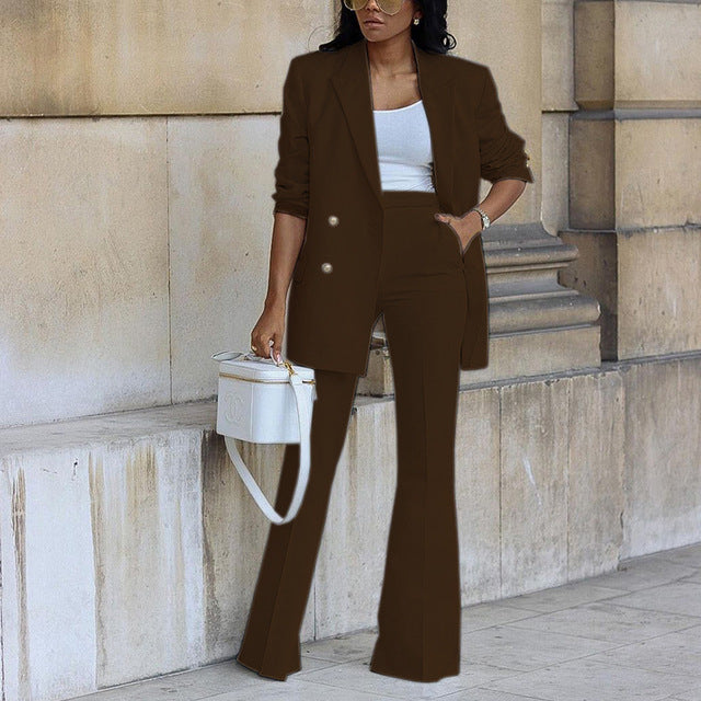 Women's Stylish Two-Piece Blazer Set-The Yellow Prime