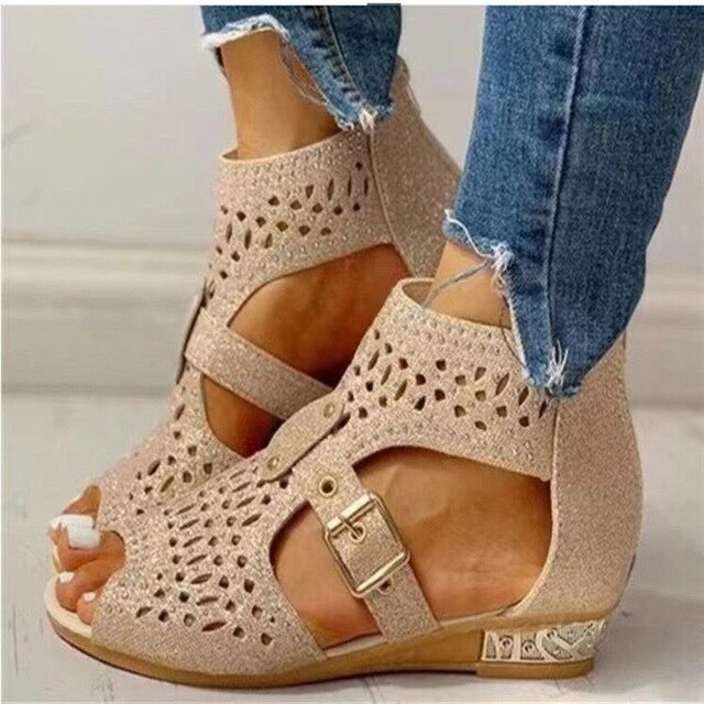 Eva | Women's Luxurious Orthopedic Sandals with Low Heel-The Yellow Prime