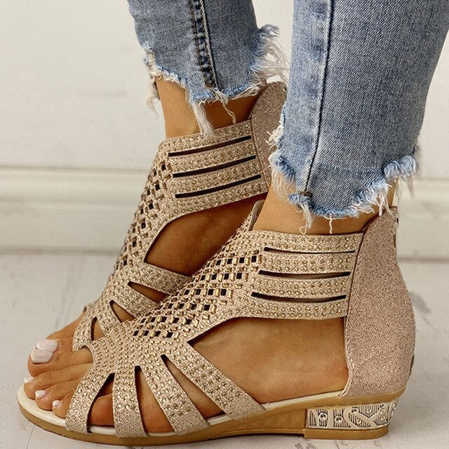 Eva | Women's Luxurious Orthopedic Sandals with Low Heel-The Yellow Prime