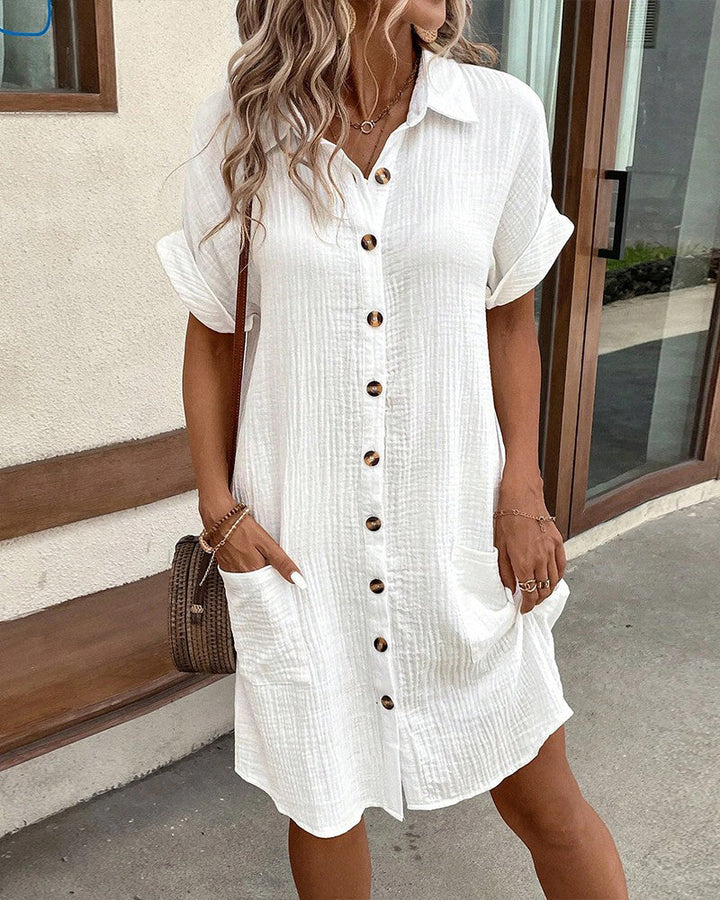 Emily | Women's Light Cotton Shirt Dress with Button Closure – Casual Summer Wear-The Yellow Prime