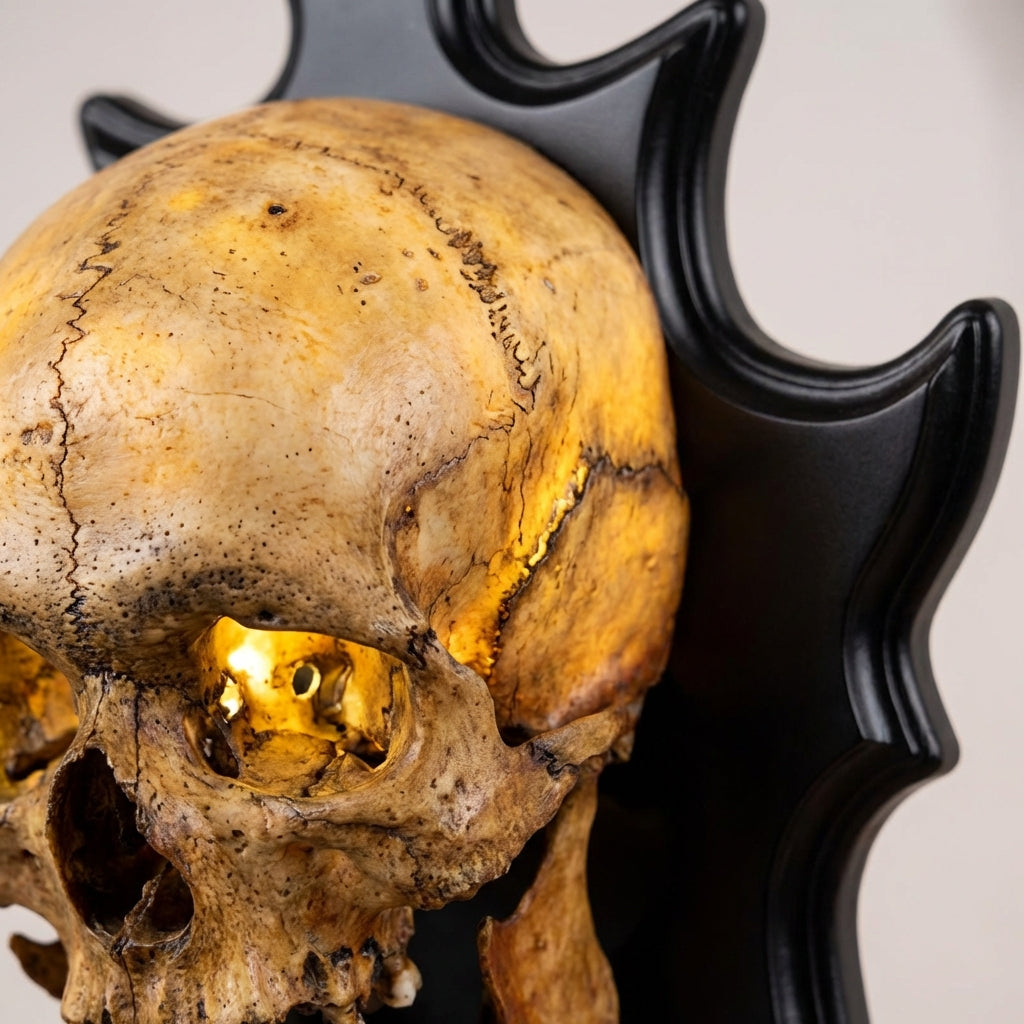 Halloweens LED-natlampe med kranie, lys- og lydmodul
