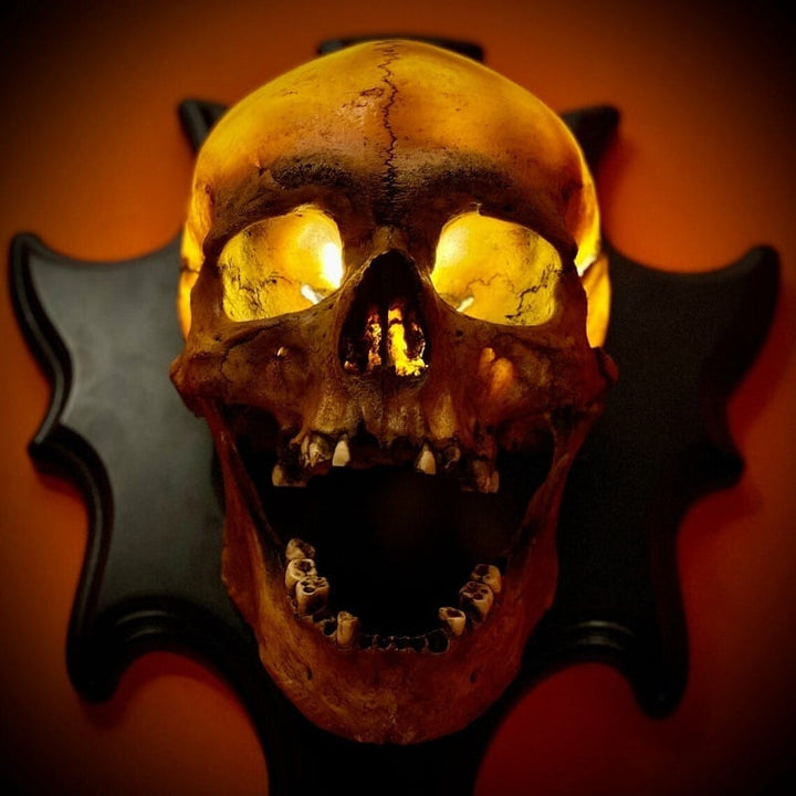 Halloweens LED-natlampe med kranie, lys- og lydmodul