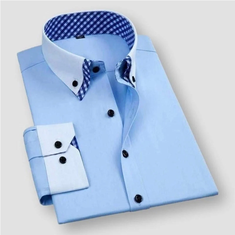 William | Men's Dress Shirt with Stylish Contrast Collar-The Yellow Prime