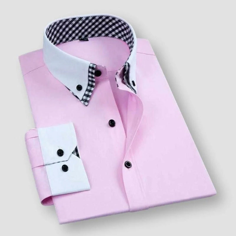 William | Men's Dress Shirt with Stylish Contrast Collar-The Yellow Prime