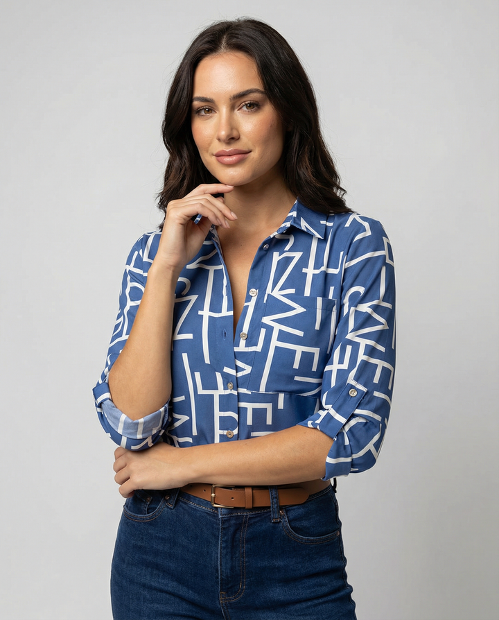 Women's Notched Collar Blouse-The Yellow Prime