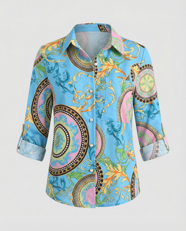Women's Notched Collar Blouse-The Yellow Prime