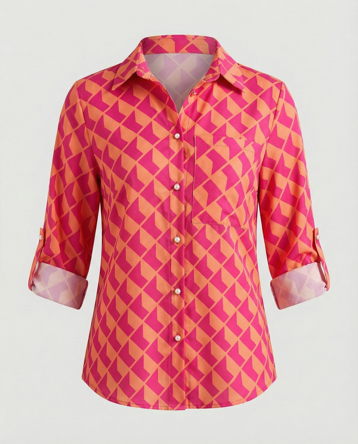 Women's Notched Collar Blouse-The Yellow Prime
