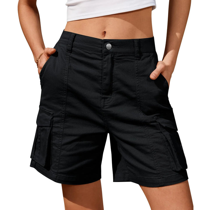 Women's Vintage Cargo Shorts: Elastic Waist and 6 Pockets-The Yellow Prime