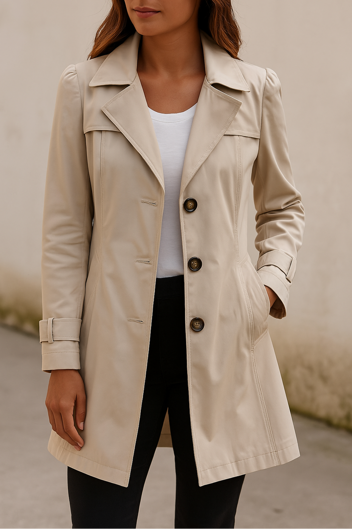 Women's Elegant Classic Trench Coat with Clean Lines
