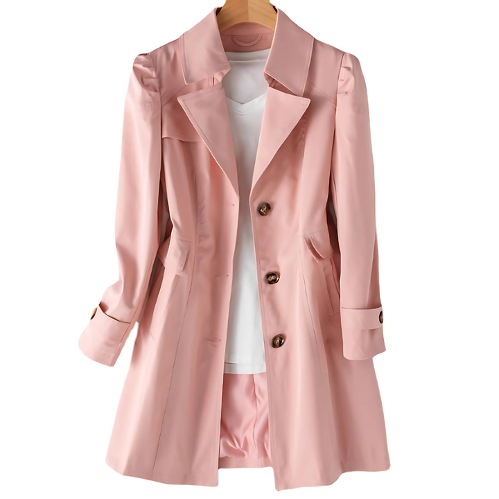 Women's Elegant Classic Trench Coat with Clean Lines
