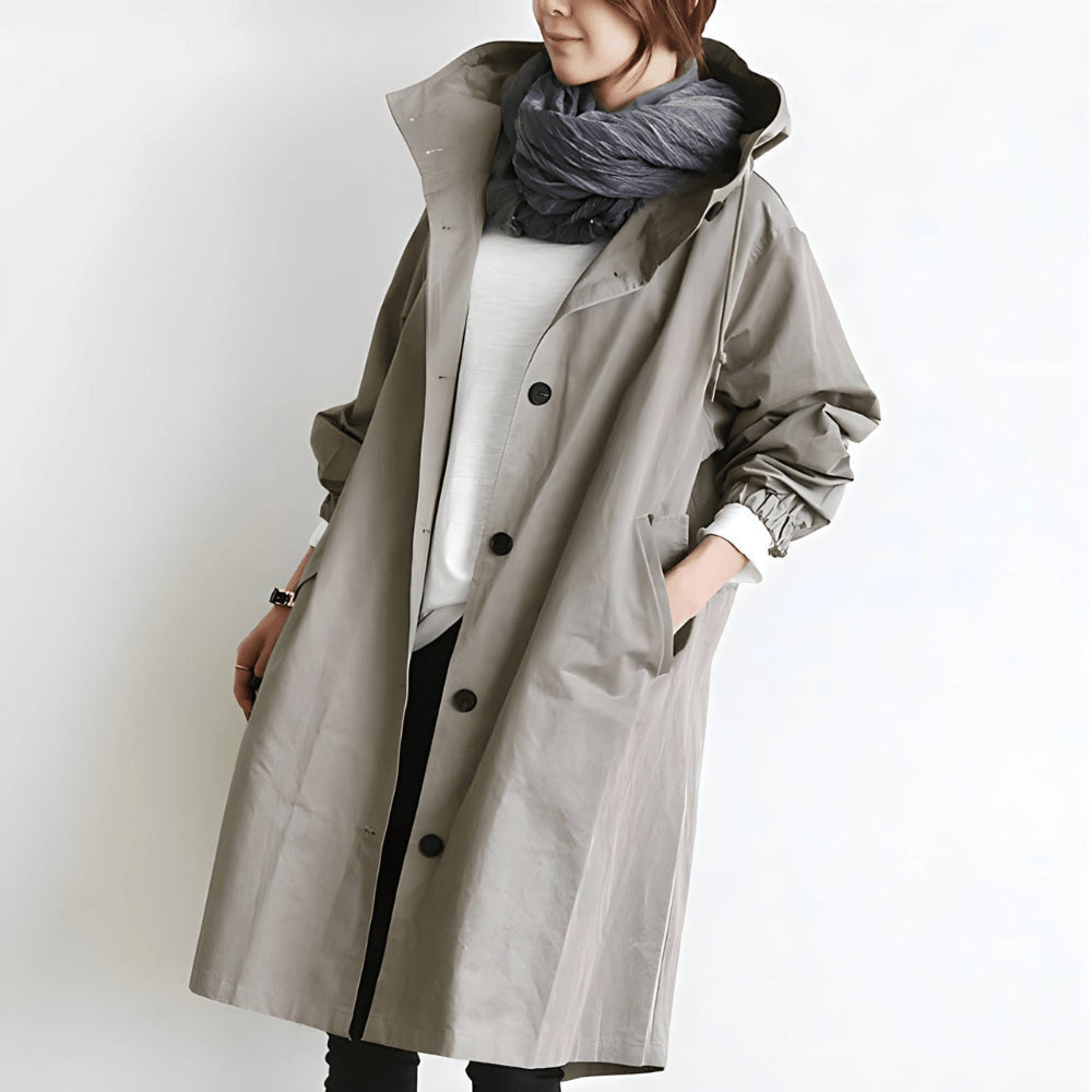 Women's Lightweight Hooded Rain Jacket – Stylish Trenchcoat