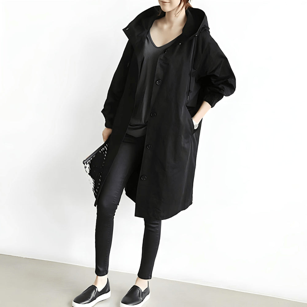 Women's Lightweight Hooded Rain Jacket – Stylish Trenchcoat