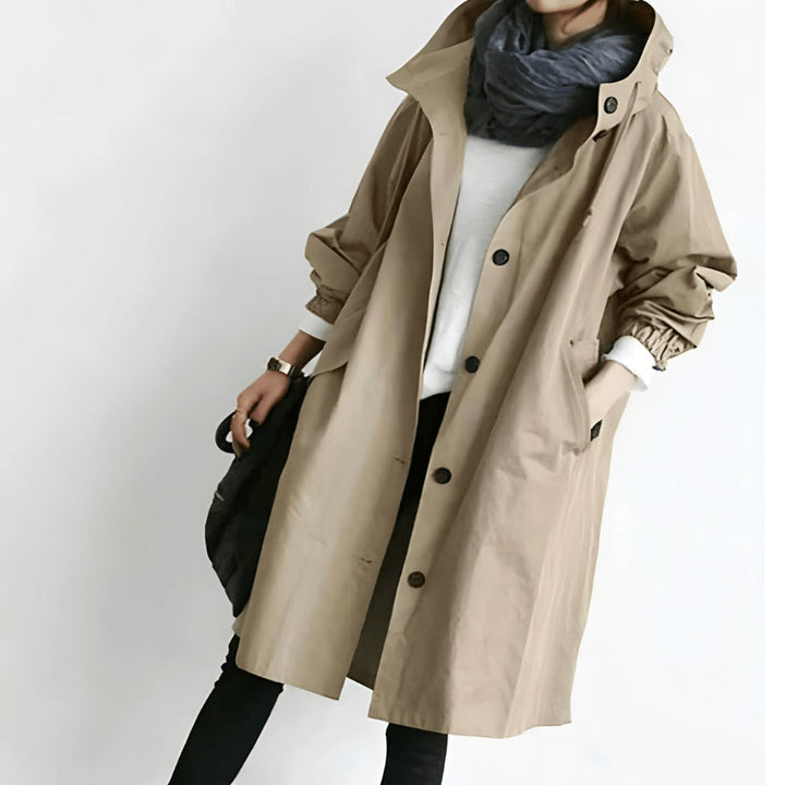 Women's Lightweight Hooded Rain Jacket – Stylish Trenchcoat