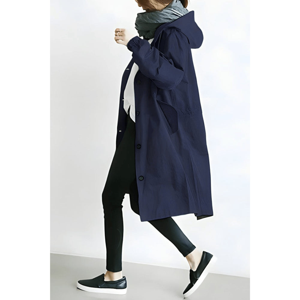 Women's Lightweight Hooded Rain Jacket – Stylish Trenchcoat