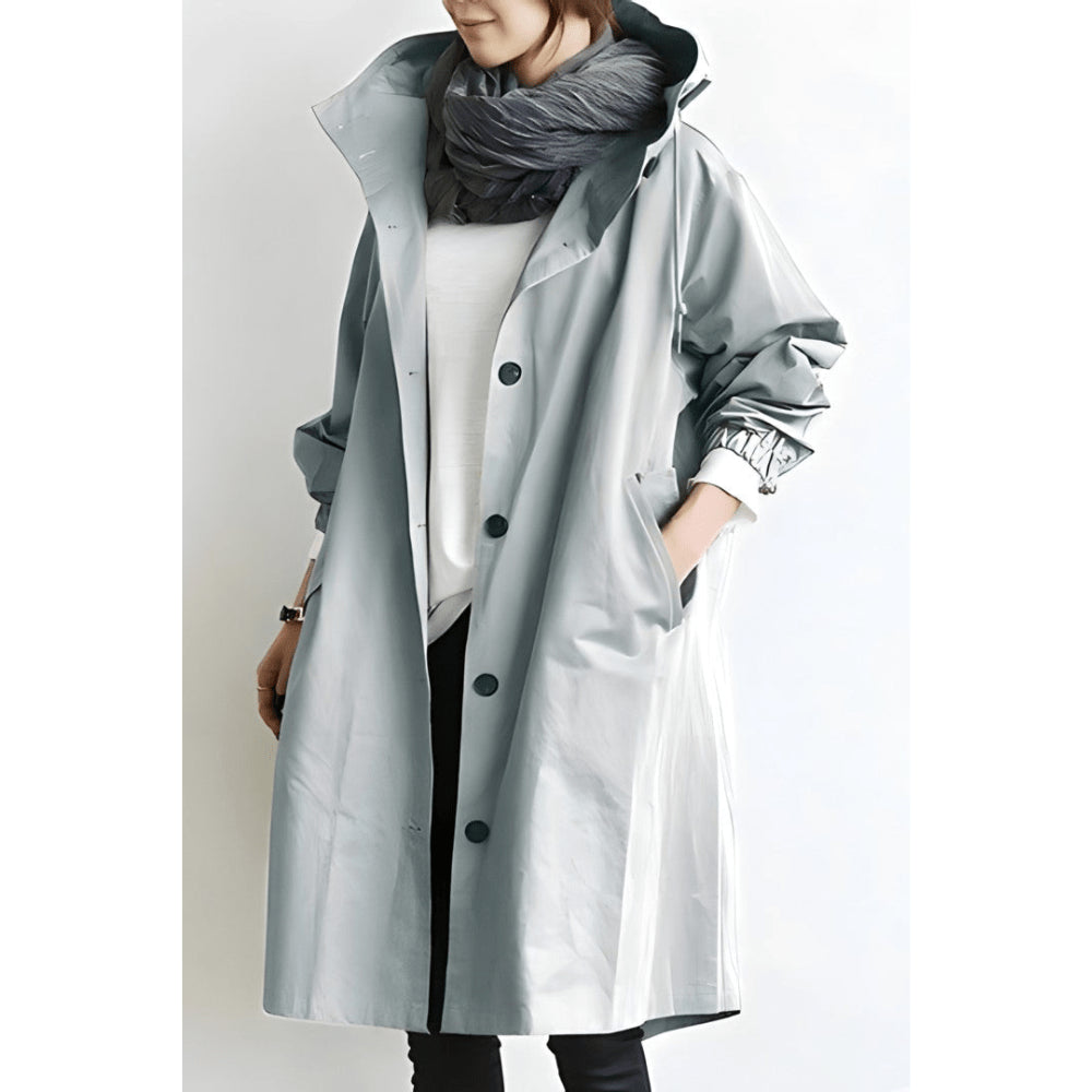 Women's Lightweight Hooded Rain Jacket – Stylish Trenchcoat