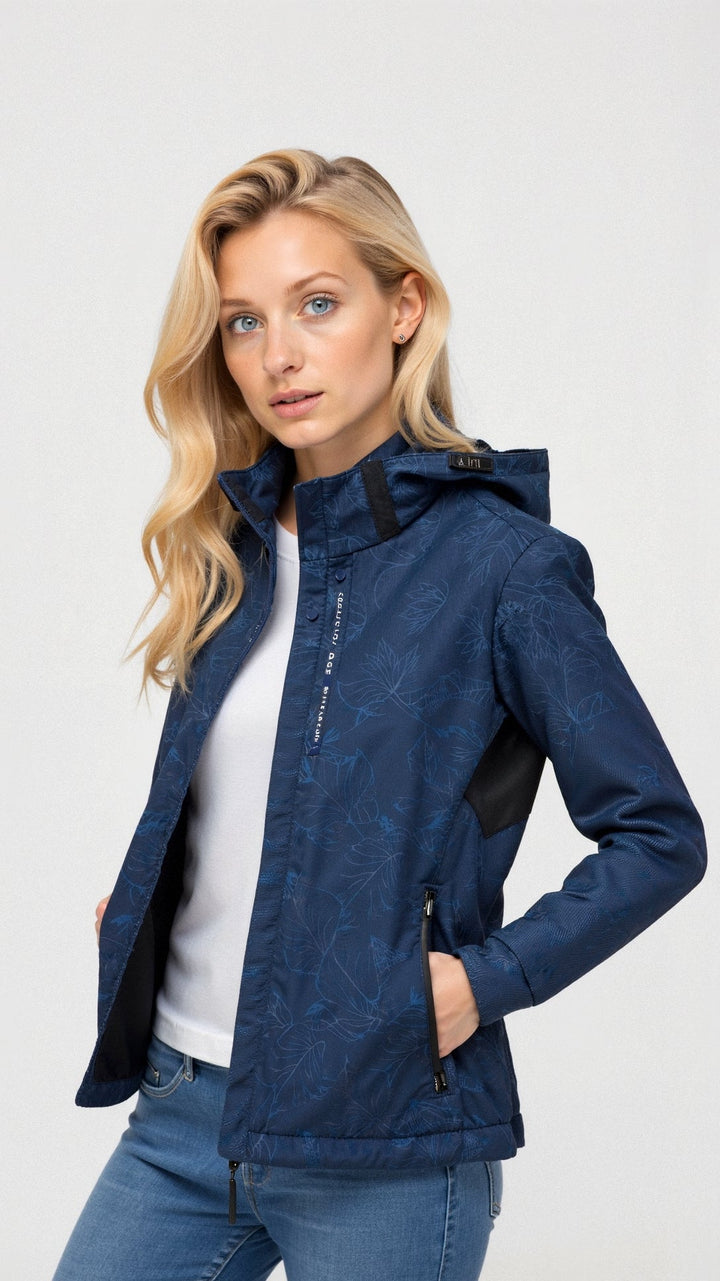 Women's Water-Resistant Printed Outdoor Jacket with Hood