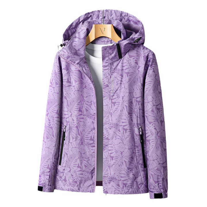 Women's Water-Resistant Printed Outdoor Jacket with Hood