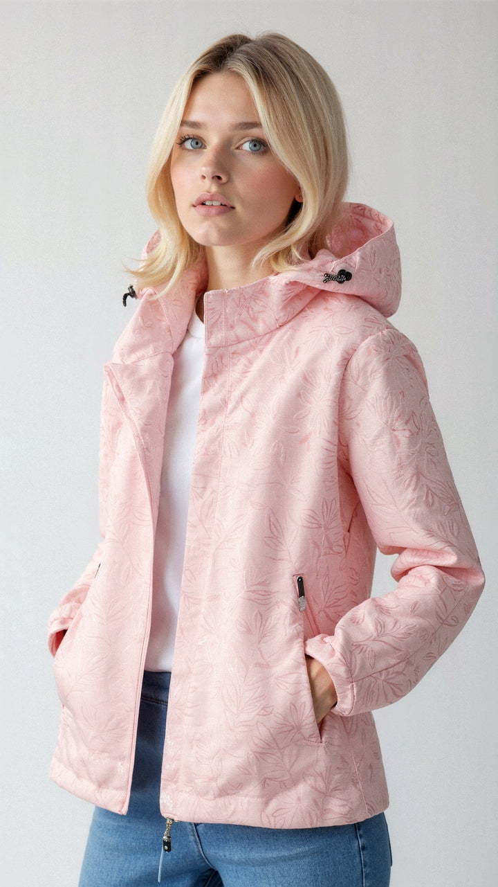 Women's Water-Resistant Printed Outdoor Jacket with Hood