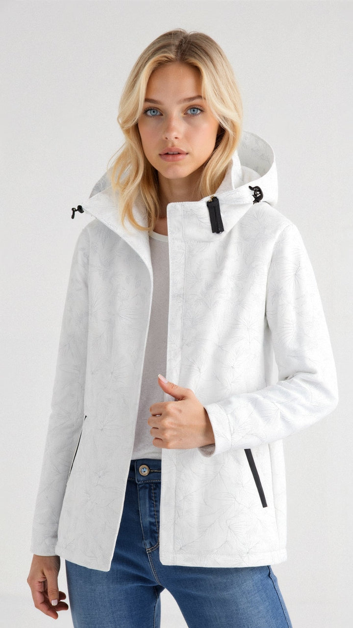 Women's Water-Resistant Printed Outdoor Jacket with Hood