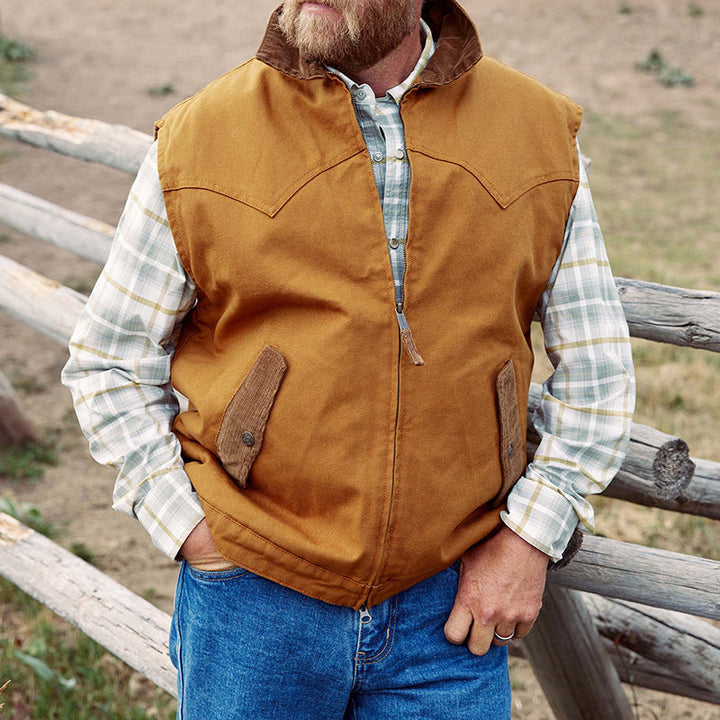 Gilet en velours côtelé à col, confortable et élégant, pour homme