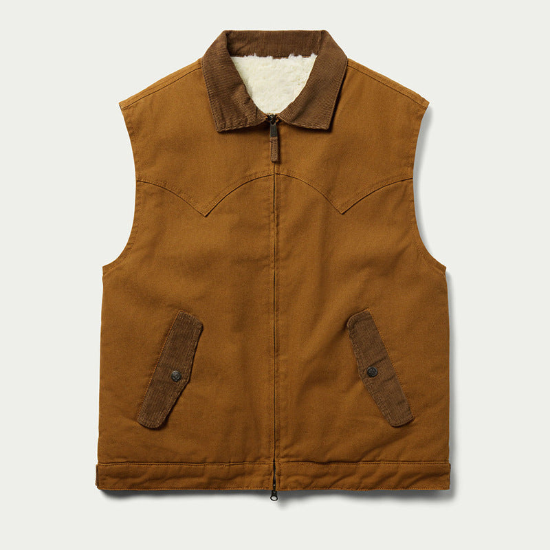 Gilet en velours côtelé à col, confortable et élégant, pour homme