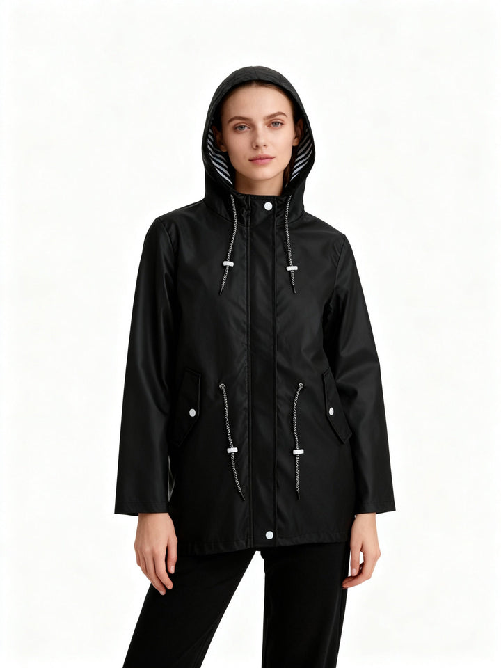 Women's Waterproof Hooded Raincoat for All-Weather Protection