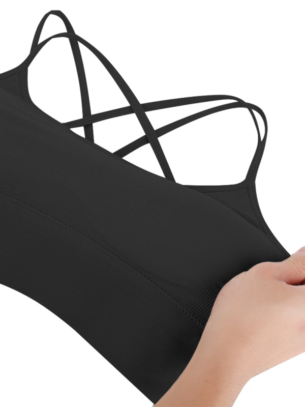 Women's 3-Pack Crisscross Padded Sports Bra for Medium Impact Fitness-The Yellow Prime