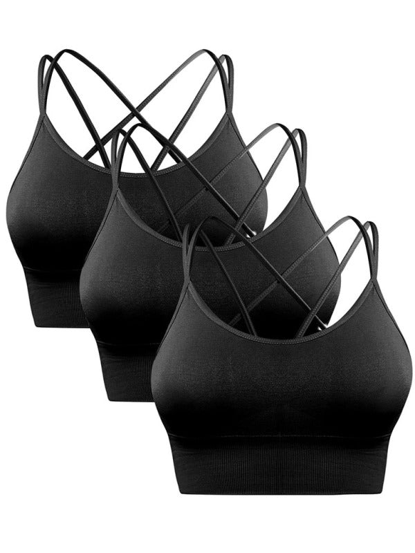 Women's 3-Pack Crisscross Padded Sports Bra for Medium Impact Fitness-The Yellow Prime