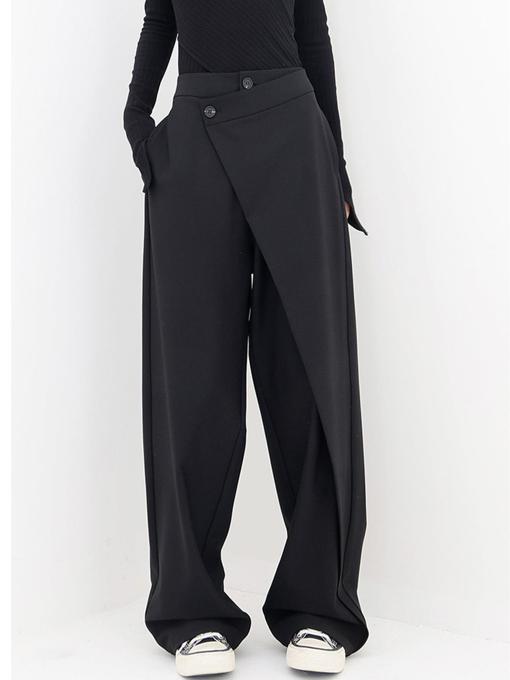 Women's Asymmetric Baggy Trousers for Stylish Comfort-The Yellow Prime