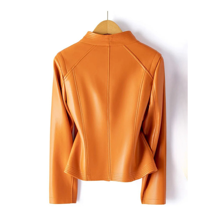 Women's Asymmetric Leather Jacket-The Yellow Prime