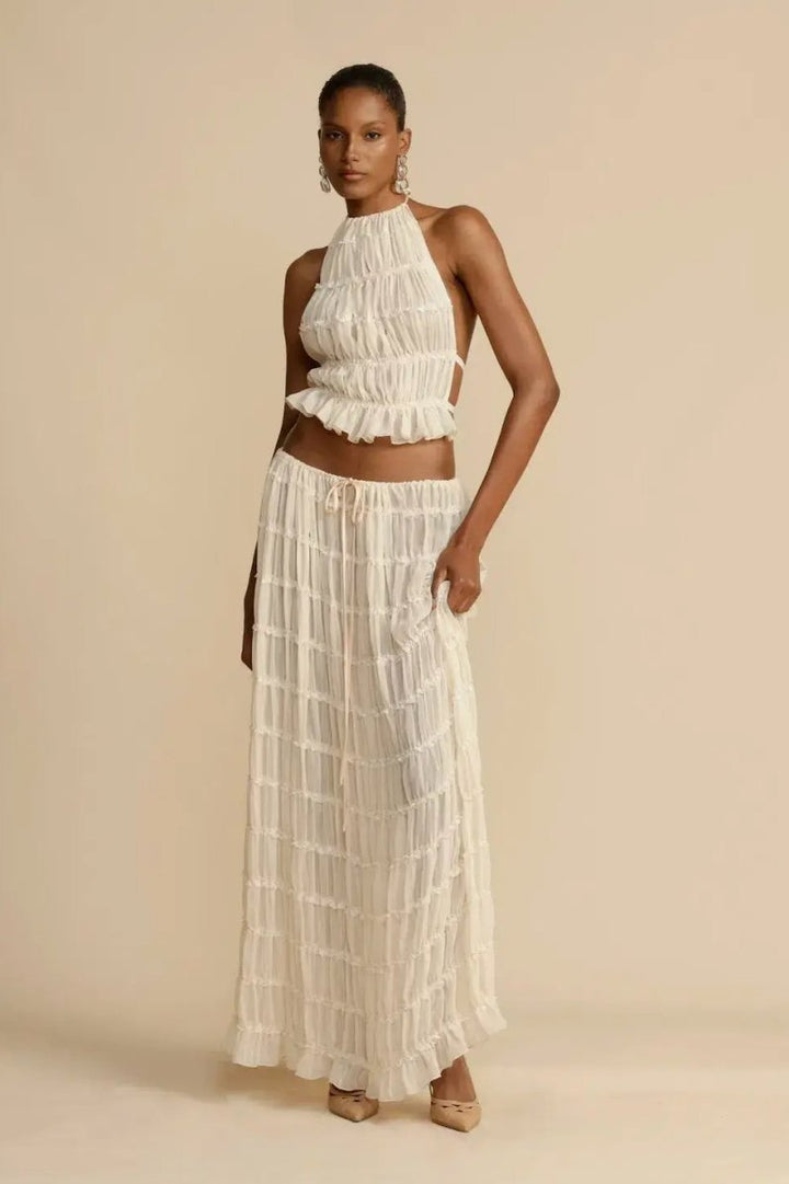 Women's Backless Top and Long Skirt Set - Chic Fashion Outfit-The Yellow Prime