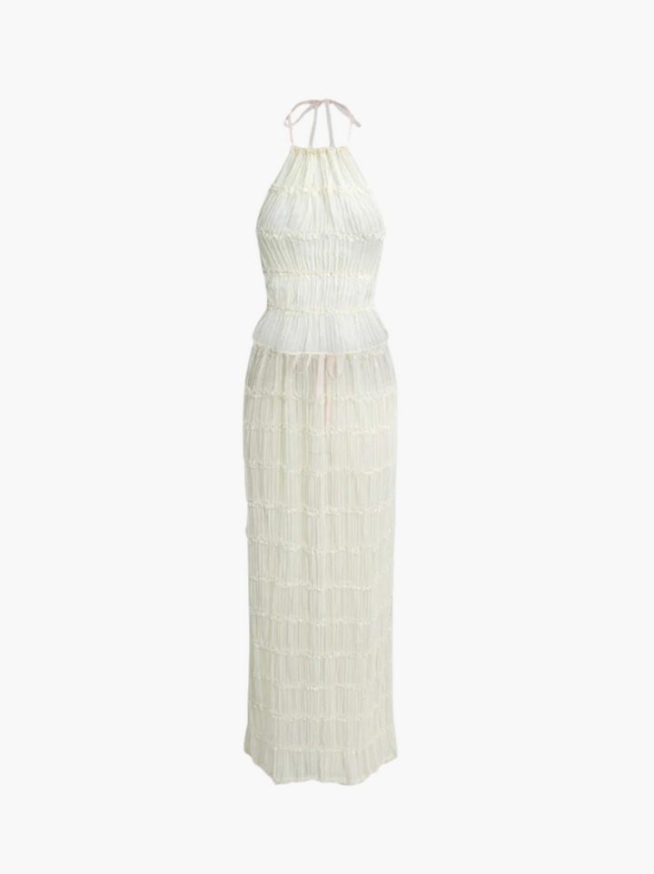 Women's Backless Top and Long Skirt Set - Chic Fashion Outfit-The Yellow Prime