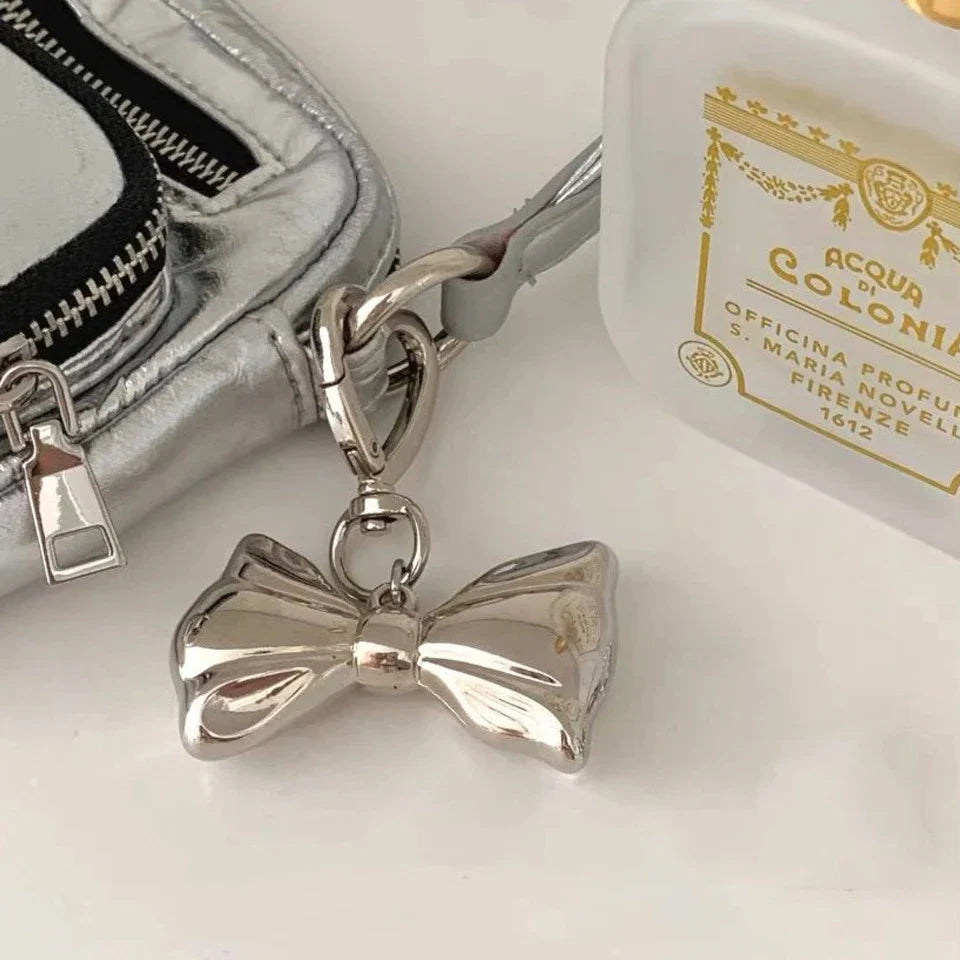 Women's Beaded Pearl Bow Keychain Y2K Bag Charm Gift Accessory-The Yellow Prime