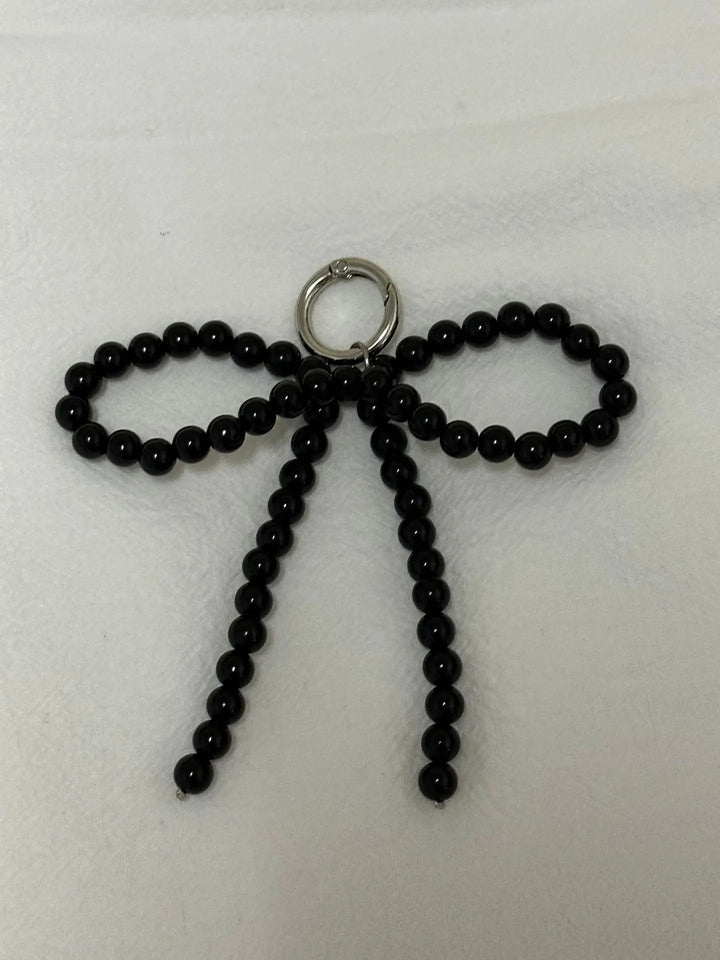 Women's Beaded Pearl Bow Keychain Y2K Bag Charm Gift Accessory-The Yellow Prime