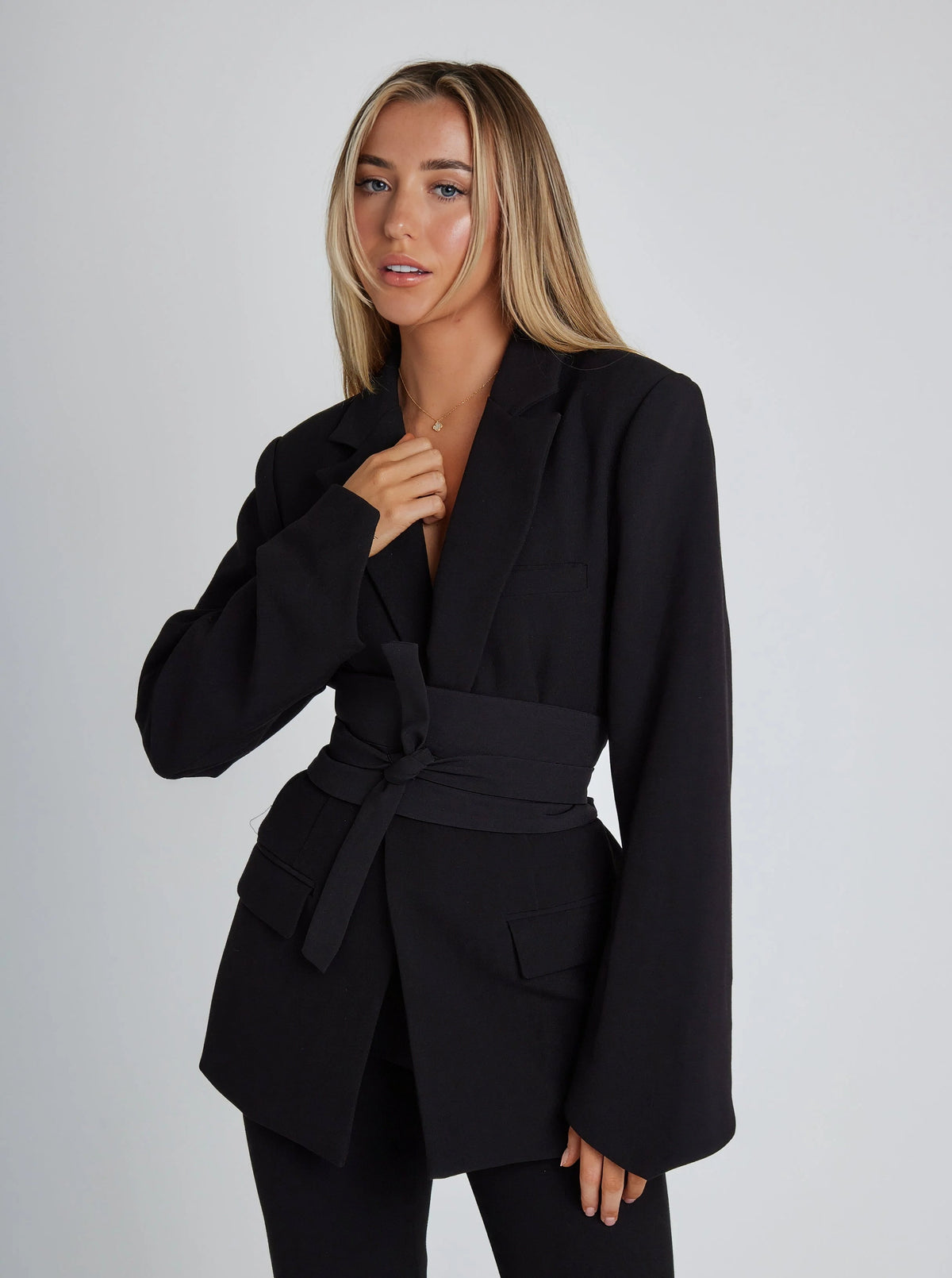 Women's Belted Blazer-The Yellow Prime