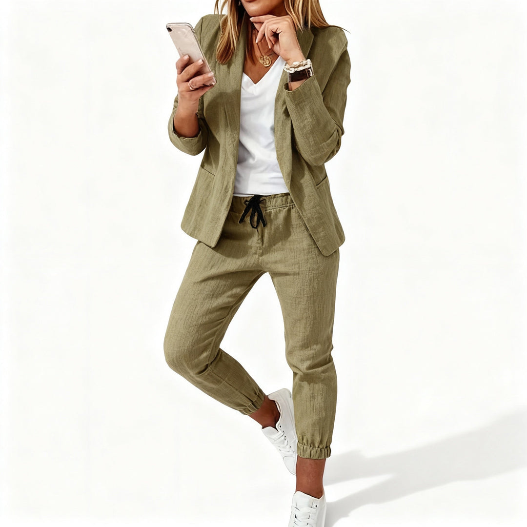 Women's Blazer Set – Stylish Blazer and Pants Jogger Suit for Women-The Yellow Prime
