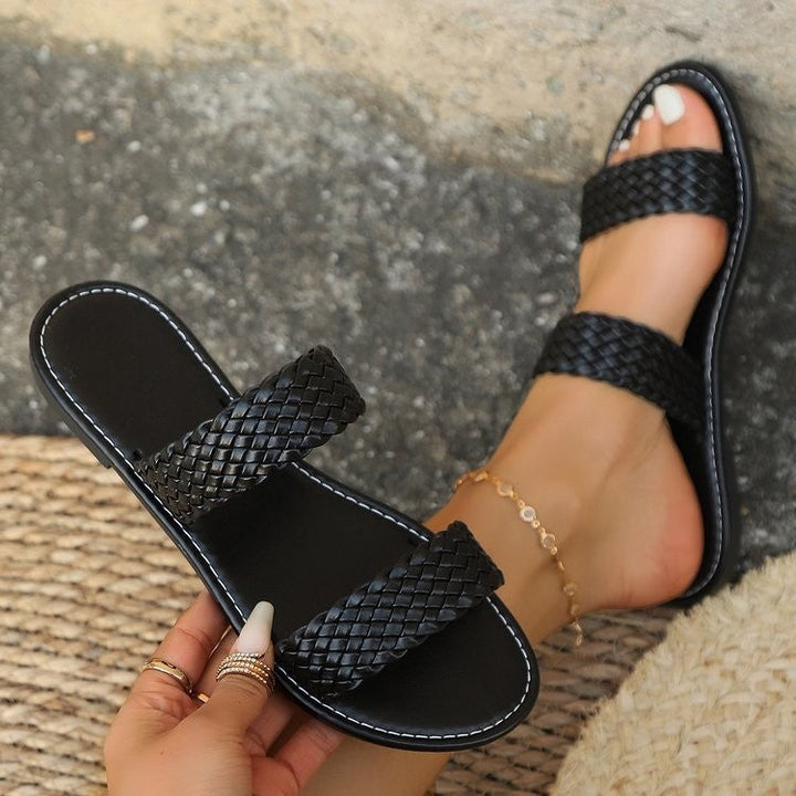 Women's Braided Strap Sandals with Comfortable Footbed and Non-Slip Sole-The Yellow Prime
