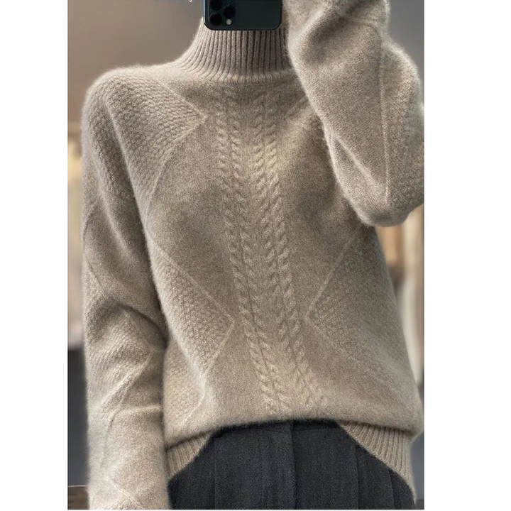Womens Cable-Knit Mock-Neck Sweater-The Yellow Prime