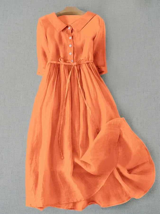 Women's Casual Button-Front Midi Dress - Effortless Everyday Style-The Yellow Prime