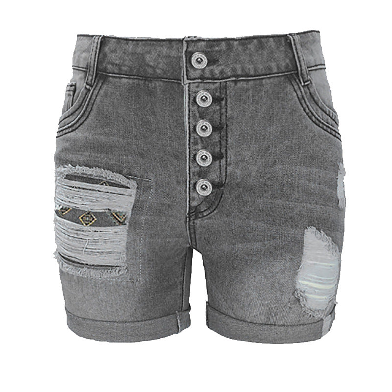Women's Casual Fringe Denim Shorts with Trendy Details-The Yellow Prime