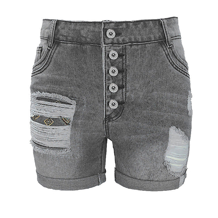 Women's Casual Fringe Denim Shorts with Trendy Details-The Yellow Prime