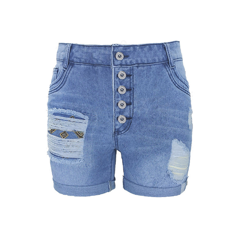 Women's Casual Fringe Denim Shorts with Trendy Details-The Yellow Prime