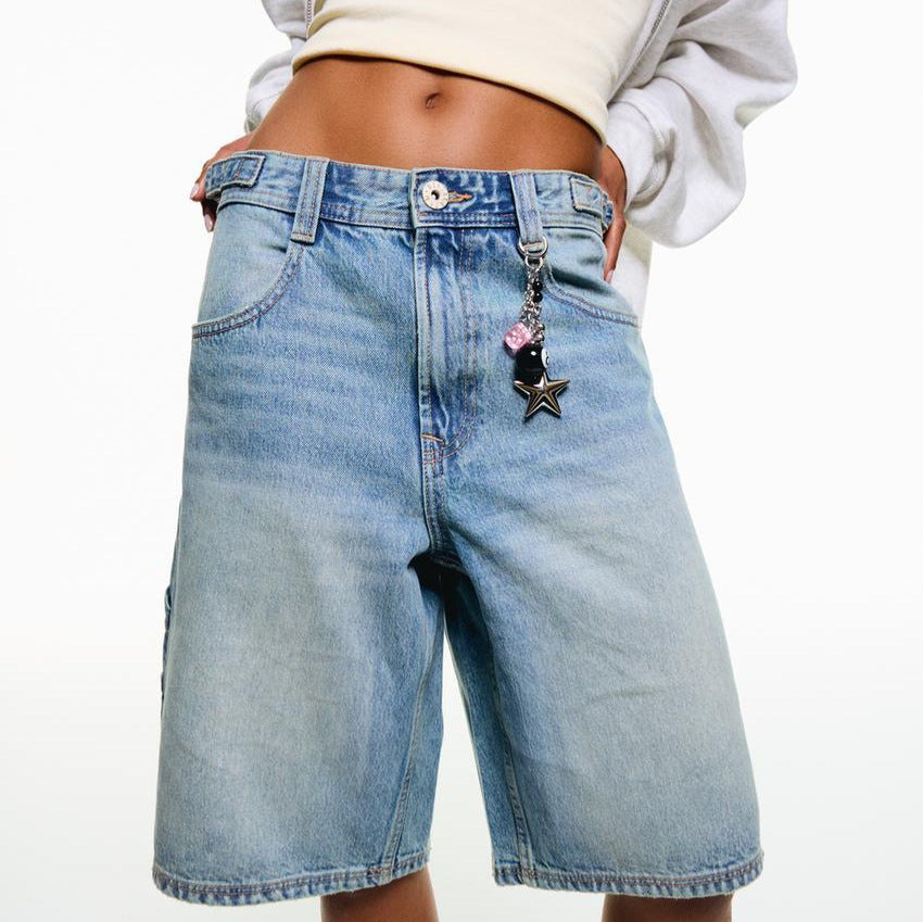Women's Casual Mid Rise Denim Shorts-The Yellow Prime