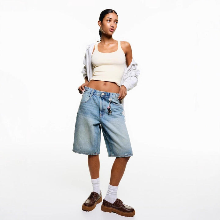 Women's Casual Mid Rise Denim Shorts-The Yellow Prime